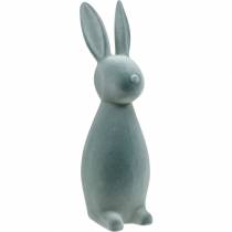Dekorativ kanin grå flokket 47cm påskeharepynt påske