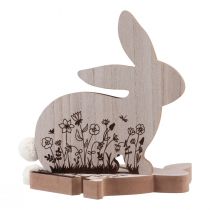 gjenstander Bunny Wooden Sitting Blomstermønster Naturlig Hvit 24×24cm 2stk