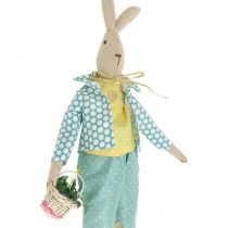 Stoff påskehare, kanin med klær, påskepynt, kanin gutt H46cm