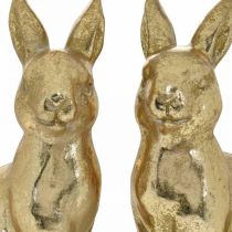 gjenstander Dekorativ kanin i gull, kanin til å pynte, et par påskeharer, H16,5 cm 2 stk.