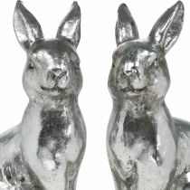 Deco kanin sittende påskepynt sølv vintage H17cm 2stk