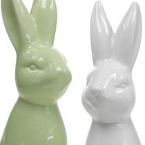 Kanin Keramikk Hvit, Krem, Grønn Påskehare Deco Figur H13cm 3stk