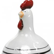 Dekorativ kylling sort og hvit stripet keramikkfigur påske H17cm 2stk