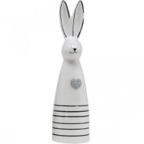 gjenstander Keramisk kaninkjegle Hvit Svart Hjertestriper H30cm