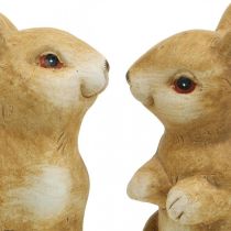 Kanin sittende, keramisk dekorasjon, påske, par kaniner brune H15cm sett med 2