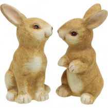 Kanin sittende, keramisk dekorasjon, påske, par kaniner brune H15cm sett med 2
