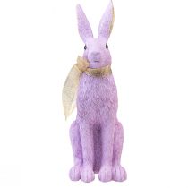 gjenstander Kaninfigur påskehare dekorativ kanin sittende lilla gull H35cm