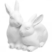 Mor kanin med barn vintage look keramisk hvit 15,5×15×18cm