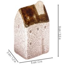 gjenstander Dekorativt keramisk miniatyrhussett, borddekorasjon, 9 cm, 3 deler
