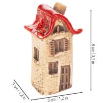gjenstander Keramikkhusdekorasjonssett Små hus med rødt tak 8 cm 2 stk