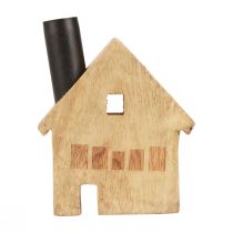 gjenstander Dekorativ lysestake i trehus, svart, 10,5 × 3,5 × 13 cm
