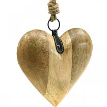 Hjerte av tre, dekorativt hjerte til oppheng, hjertedekor H19cm