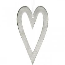 Dekorativt hjerte for hengende sølv aluminium bryllupsdekorasjon 22 × 12cm