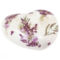 gjenstander Hjertedekor keramisk dekor lavendel vintage steintøy 10,5cm