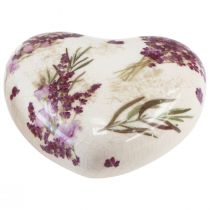 gjenstander Hjertedekor keramisk dekor lavendel borddekor lertøy 8,5cm