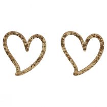 Hjerte deco strø hjerter tre borddekorasjon gull 5cm 48stk