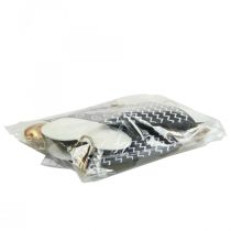 gjenstander Hjerte Svart Hvit Metalldekor til oppheng 7,5×11cm 4 stk