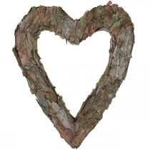 gjenstander Dekorativt hjerte, åpen furubark, høstdekorasjon, gravdekorasjon, borddekorasjon, plantesett 30×24 cm