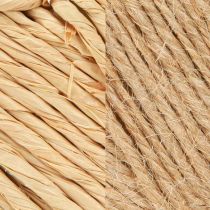 gjenstander Hjerter til oppheng av hamp og raffia, naturlig, H10,5 cm, 8 stk.