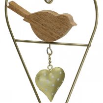 Dekorative hjerter for oppheng av metall med fugleved 12×18cm 2stk