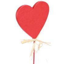 gjenstander Hjerteplugger trerøde dekorative hjerter med marihøner 6cm 16 stk