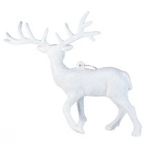 gjenstander Hvit hjort julepynt H13,5 cm 3 stk