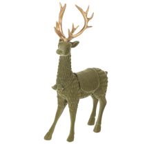 gjenstander Dekorativ stående hjortfigur, flokket med gevir, 31 cm