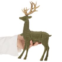 gjenstander Dekorativ stående hjortfigur, flokket med gevir, 31 cm