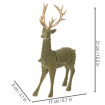 gjenstander Dekorativ stående hjortfigur, flokket med gevir, 31 cm