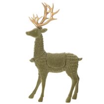 gjenstander Dekorativ stående hjortfigur, flokket med gevir, 31 cm
