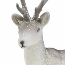gjenstander Deco hjort flokket/snødd 27,5cm 2 stk