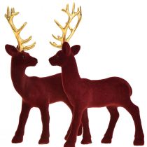 Deer Deco Reindeer Bordeaux gullkalveflokket 20 cm sett med 2