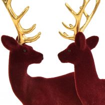 Deer Deco Reindeer Bordeaux gullkalveflokket 20 cm sett med 2