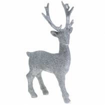 gjenstander Deco figur hjort sølv glitter 25cm x 12cm
