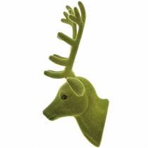 gjenstander Dekorativt hjortehode flokket mosegrønt 10cm x 20cm 3 stk