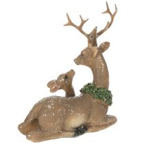 gjenstander Dekorativ figur av en hjortefamilie med snø som vinterdekorasjon, 17 cm