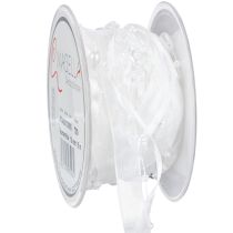 gjenstander Bryllupsdekorasjon organzabånd hvitt 10mm x 5m med hjerter og perler