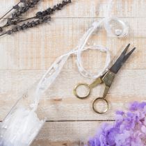 gjenstander Bryllupsdekorasjon organzabånd hvitt 10mm x 5m med hjerter og perler