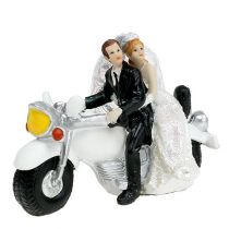 Bryllupsfigur brudepar på motorsykkel 9 cm