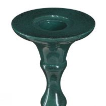 gjenstander Høy lysestake metallgrønn keramisk look H38cm