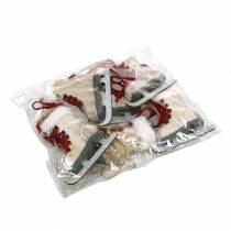 gjenstander Skøyte i tre hvit til oppheng 8cm 3 stk