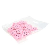 gjenstander Treblomst med ansikt rosa 2,5cm 48 stk