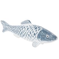 gjenstander Trefisk i blått og hvitt, fiskedekorasjon, tremel, 35 cm, 1 stk.