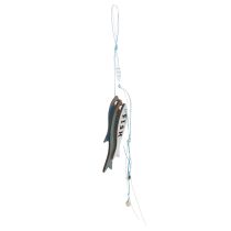 gjenstander Fiskehengere i tre, blå, 36 cm, 4 deler