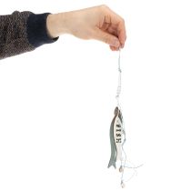 gjenstander Fiskehengere i tre, blå, 36 cm, 4 deler