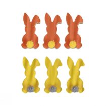 gjenstander Trekaniner dekorative kaniner Påskepynt gul oransje 4×8cm 6stk