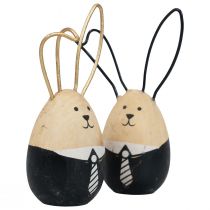 gjenstander Påskeharer trekaniner egg Påskepynt svart hvit Ø4,5cm 12cm 4stk