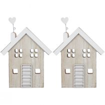 gjenstander Trehus dekorativt hus bordstativ tre 20cm 2 stk