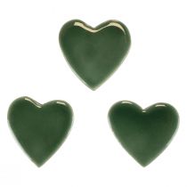 gjenstander Trehjerter dekorative hjerter grønt blankt tre 4,5cm 8stk
