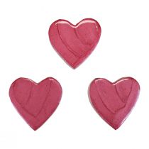 gjenstander Trehjerter dekorative hjerter rosa skinnende spredt dekorasjon 4,5cm 8stk